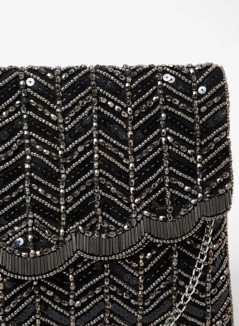 Styli  Women Black Embellished Clutch Bag for Women | Best Price UAE