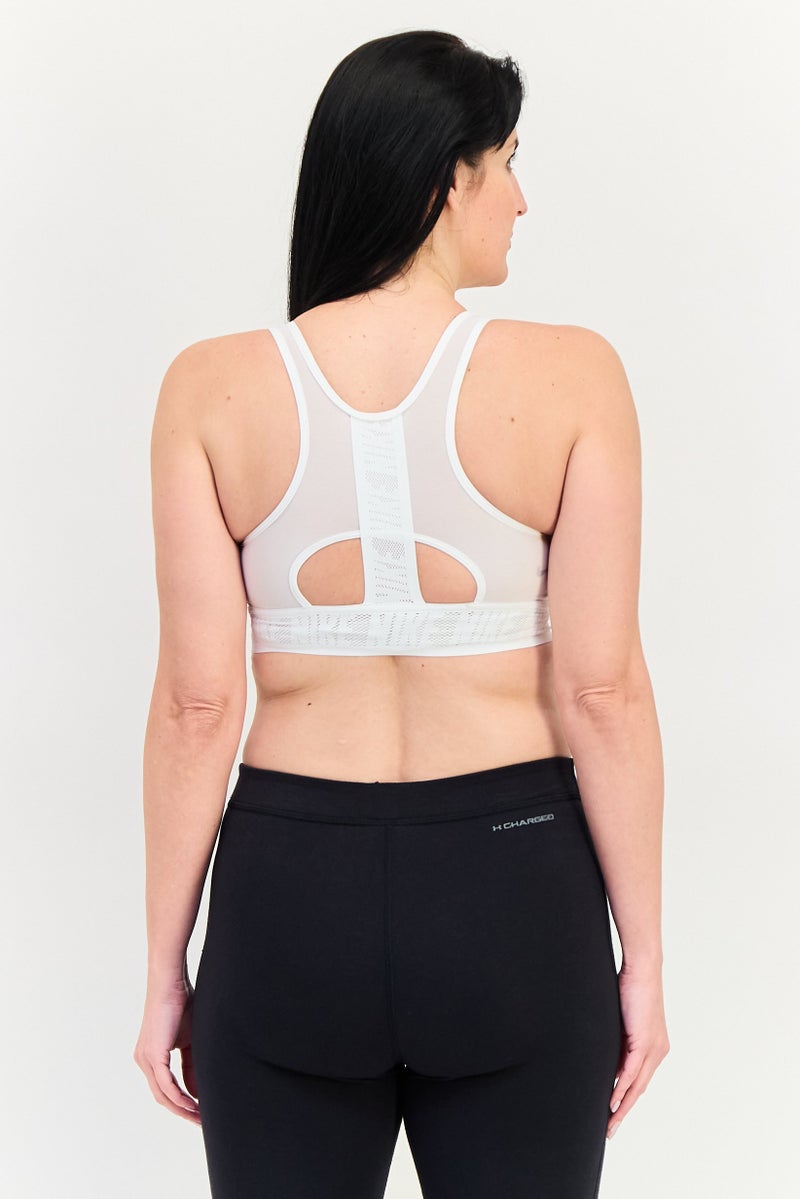 Nike Women Textured Lightly Padded Training Bra, White - Image 3