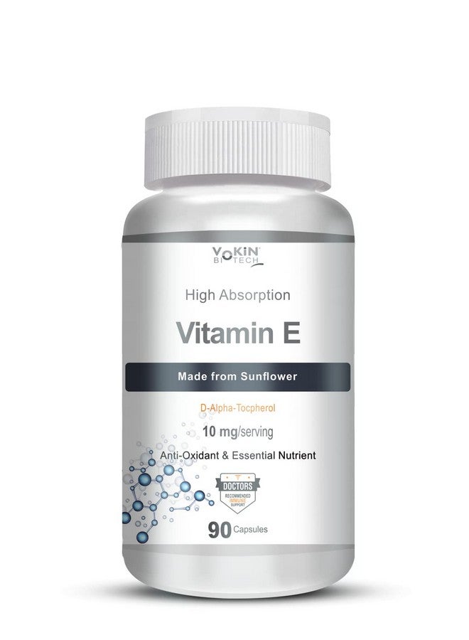 Vokin Biotech Natural Vitamin E from Sunflower - D-Alpha-Tocpherol - 10mg - 90 Capsules - Image 1