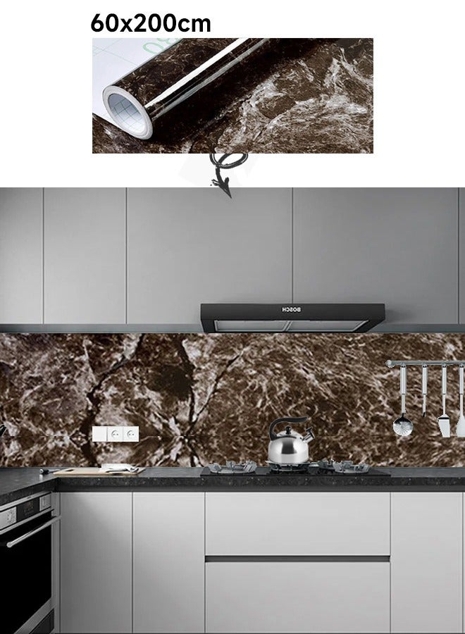 Sharpdo Kitchen Countertop Self-Adhesive Waterproof Wallpaper Black 60x200cm - Image 2