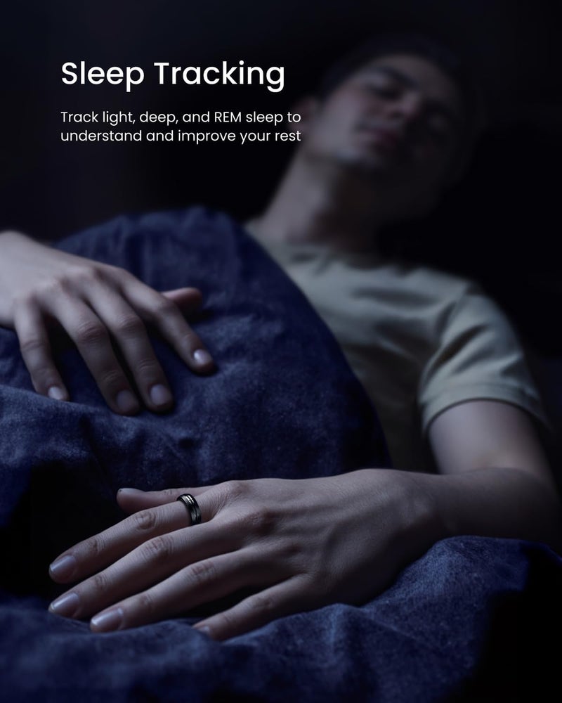 RENPHO Lynx Smart Ring-All Day Sleep & Activity Tracking, Includes Charging Case, 7-Day Battery Life, Subscription-Free App for iOS & Android, Size Before You Buy (Black, Size 8) - Image 5