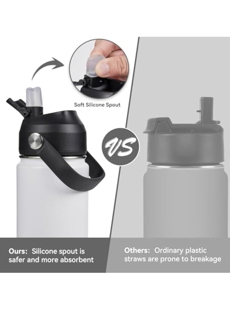 Arabest زجاجة ماء من الفولاذ المقاوم للصدأ معزولة سعة 32 أونصة، فم واسع، جدار مزدوج فراغ، قشة سيليكون، مقاومة للتعرق والتسرب، خالية من BPA، زجاجة ماء معزولة للسفر، تحافظ على البرودة لمدة 24 ساعة والحرارة لمدة 12 ساعة، بيضاء - Image 4