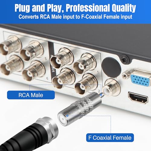 Togconn Coaxial to RCA Adapter 2 Pack, RCA Male to F Type Coax Coaxial Female Convertor Connector,Coaxial Cable Audio Connector for Subwoofer, Receiver, Game Console, TV and More - Image 3