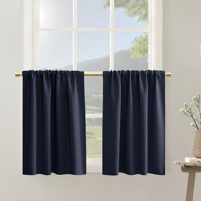 BUNK BED CURTAINS FOR BOTTOMNAVY BLUE BLACKOUT SHORT KIDS CURTAINS FOR BOYS BEDROOM36 INCH LENGTH