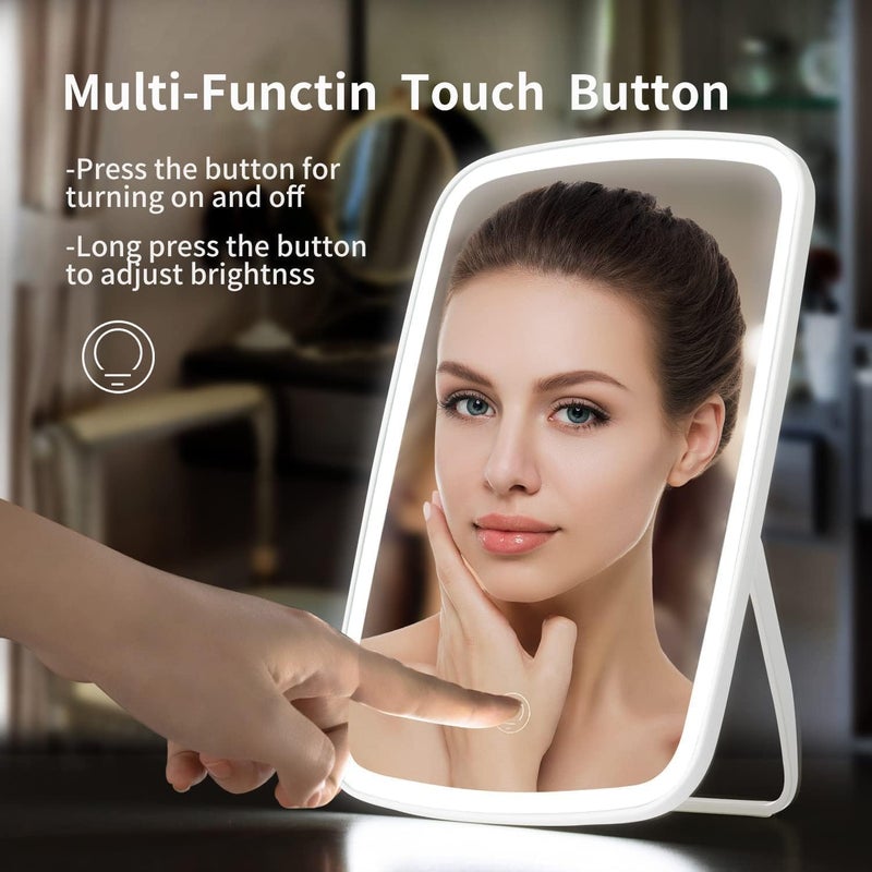 INFLUX LED Makeup Mirror with Adjustable Brightness & 3 Color Modes – Rechargeable Mirror with Lights for Perfect Makeup Application, Ideal for Home, Bathroom, Travel, and Portable Beauty Needs - Image 4
