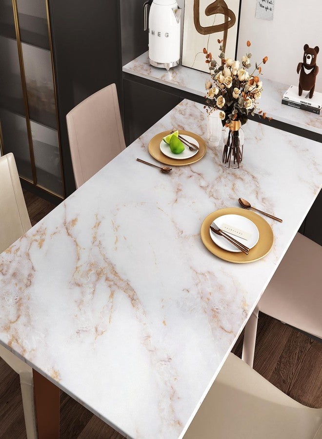 Wallercity White/Gold Marble Contact Paper for Countertops Vinyl Waterproof Peel and Stick Countertops Contact Paper Self Adhesive Removable Matte Marble Wallpaper for Kitchen Cabinets 24x118 Inches - Image 3