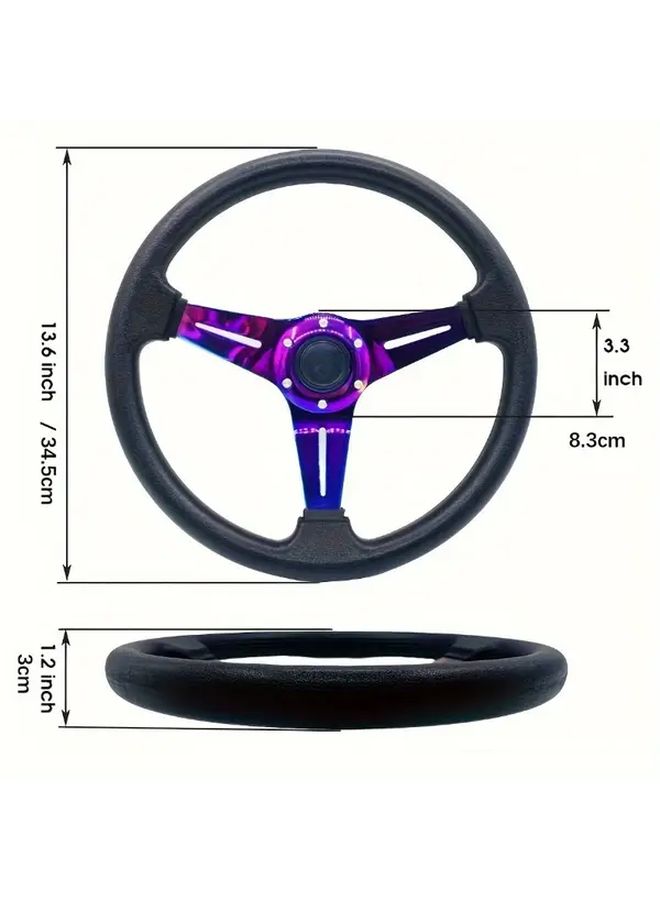 Leta 350mm Deep Dish Steering Wheel Red Racing Car 6 Bolt Hub PU Synthetic Leather Grip Enhanced Comfort Style - Image 2