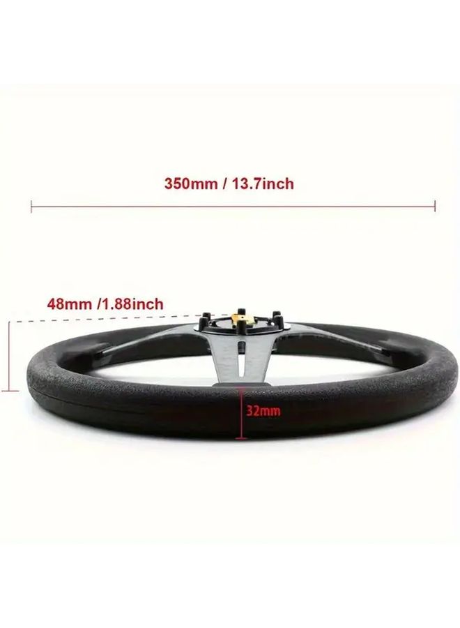 Leta 350mm Deep Dish Steering Wheel Red Racing Car 6 Bolt Hub PU Synthetic Leather Grip Enhanced Comfort Style - Image 4