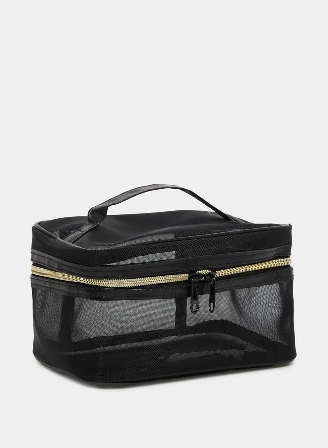 Take Two Take Two Black Mesh Washbag with Zip Closure