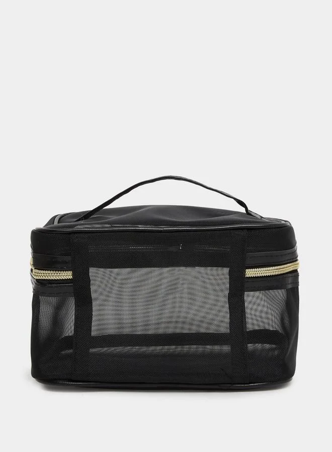Take Two Take Two Black Mesh Washbag with Zip Closure
