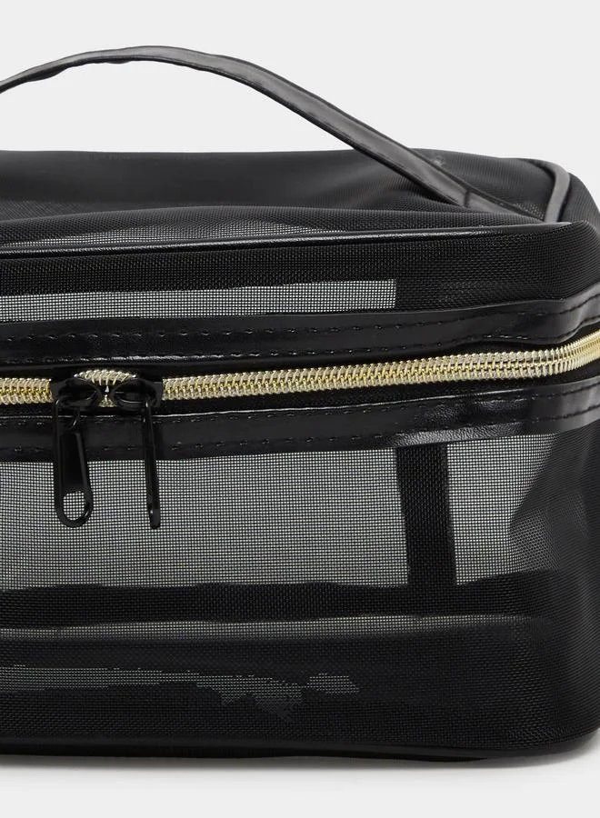 Take Two Take Two Black Mesh Washbag with Zip Closure