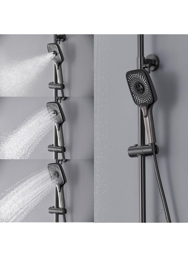YelaJoy Shower System Thermostatic, 4-in-1 Control System, Piano Key Wall-Mounted Shower Set, with 12" Shower Head, 3 Function Hand Shower, Bath Mixers and Bidet Sprayers Brass Body（Gun Gray）  - Image 5
