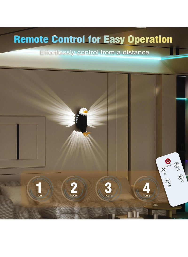 JAJEEK Bald Eagle Wall Light – American Eagle Night Light with Remote Control, Magnetic Wall Mounted Light for Bedroom, Living Room, Hallway, Battery Operated & Removable, Stunning Home Decor  - Image 3