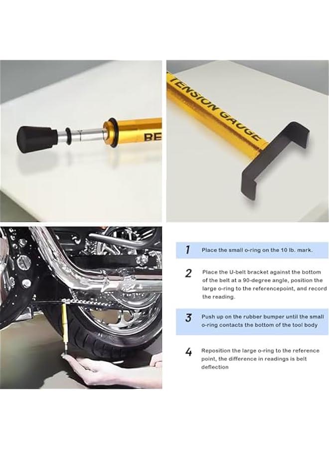 Generic Motorcycle Belt Tension Gauge, 10 lbs Easy to Read Metal Tension Tester After Belt Replacement Adjustment, Universal Wheel Service Accurate Chain Tension Gauge with L Shape Pad - Image 5
