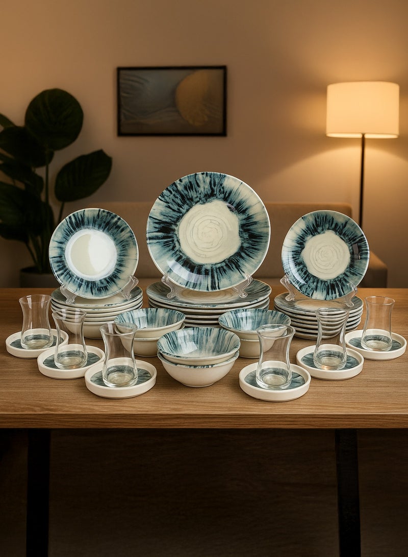 OZO 36-Pieces Luxury Turkish Porcelain Dinnerware – Complete Set for 6 Persons - Image 1