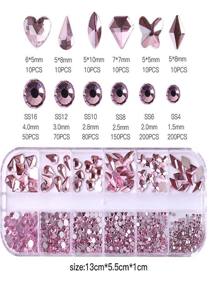 BELICEY Pink Nail Rhinestones 810PCS Pink Crystal Rhinestones for Nail Art Decoration Hearts Butterfly Charm Diamond Gems DIY Crafts - Image 4