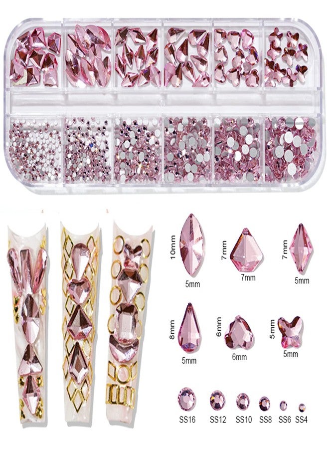 BELICEY Pink Nail Rhinestones 810PCS Pink Crystal Rhinestones for Nail Art Decoration Hearts Butterfly Charm Diamond Gems DIY Crafts - Image 2