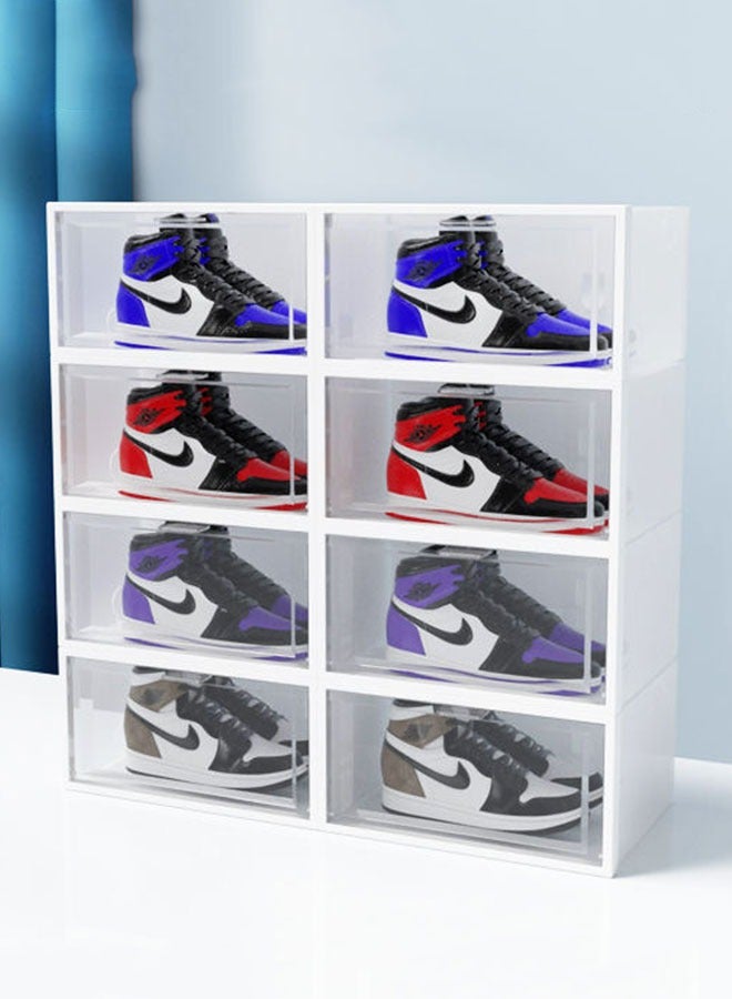 GoldenLike Shoe Storage Box,Stackable Shoe Organizer for Closet,8 Pack Plastic Shoe Storage Containers with Lids,Space Saving Shoe Sneaker Containers Fit up to US Size 12(Transparent)  - Image 1