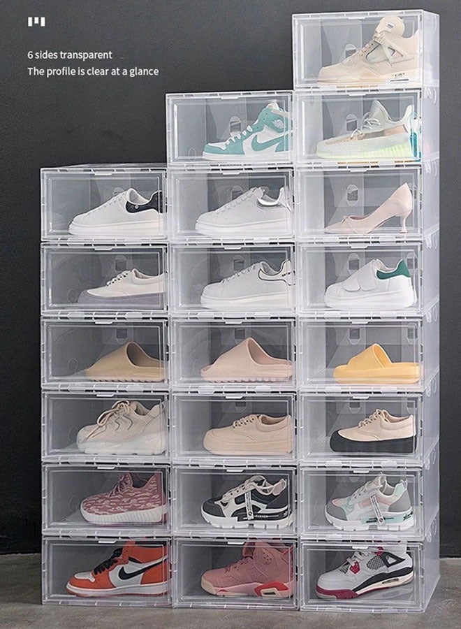 GoldenLike Shoe Storage Box,Stackable Shoe Organizer for Closet,8 Pack Plastic Shoe Storage Containers with Lids,Space Saving Shoe Sneaker Containers Fit up to US Size 12(Transparent)  - Image 2