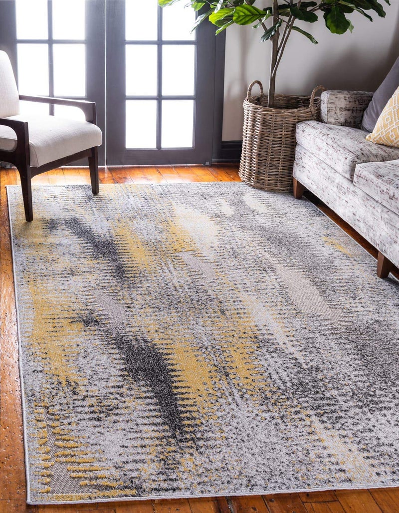 Unique Loom Outdoor Modern Collection Area Rug New York 6 1 x 9 Rectangle Ivory Gray