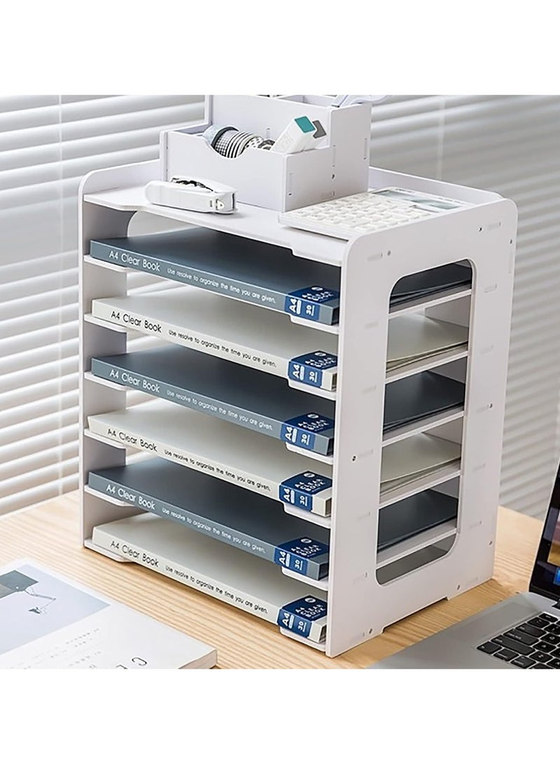 TPGP Letter Tray Organizer, Office Desk Tidy Storage Rack, File Document Holder, A4 Paper Filing Trays for Home Office School (7 Tier) - Image 3