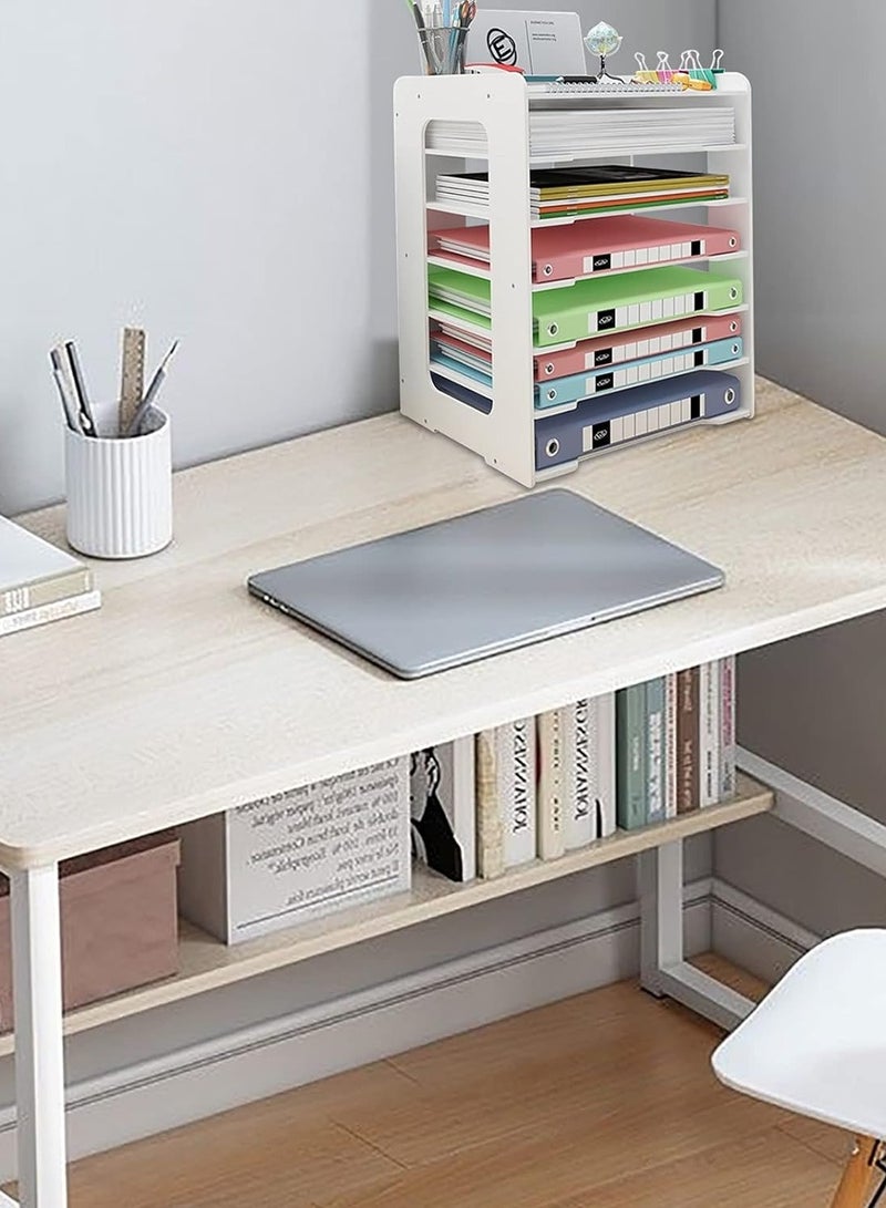 TPGP Letter Tray Organizer, Office Desk Tidy Storage Rack, File Document Holder, A4 Paper Filing Trays for Home Office School (7 Tier) - Image 5