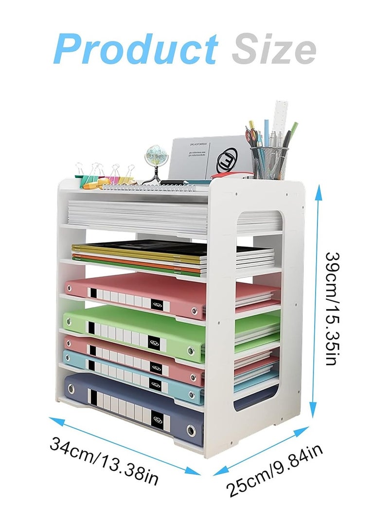 TPGP Letter Tray Organizer, Office Desk Tidy Storage Rack, File Document Holder, A4 Paper Filing Trays for Home Office School (7 Tier) - Image 2