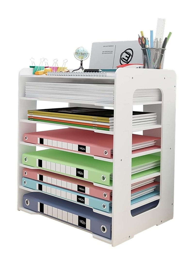 TPGP Letter Tray Organizer, Office Desk Tidy Storage Rack, File Document Holder, A4 Paper Filing Trays for Home Office School (7 Tier) - Image 1