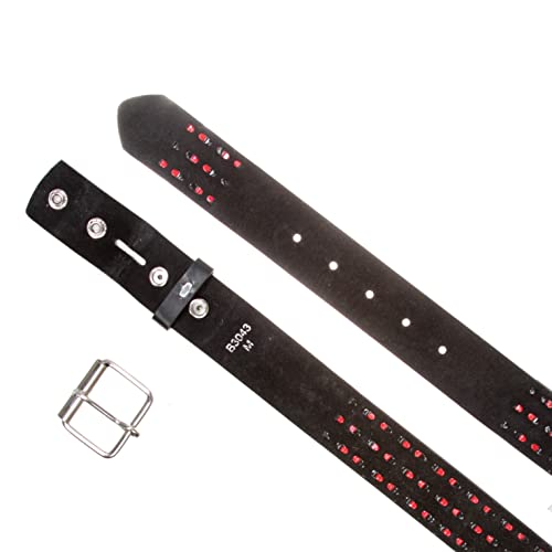 Beltiscool Snap On 1 1/2"-38mm Checkerboard Punk Rock Studded Belt, Red/black | m 33"-35" - Image 5