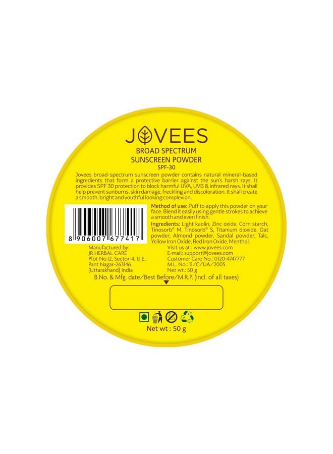Jovees Broad Spectrum Sunscreen Powder With Spf 30 ; Prevents Sunburns Skin Damage & Uneven Skin Tone ; Natural Mineral Based Ingredients - Image 3