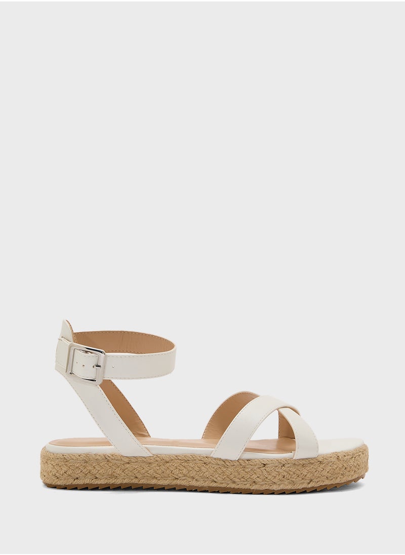 Truffle Flatform Crossover Strap Wedge Sandal  - Image 1
