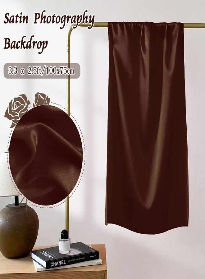 RUDONG M Satin Photography Backdrop 3.3x2.5ft - Wrinkle-Free Silky Fabric Background for Jewelry/Cosmetics/Flat Lay/Studio, Brown Backdrop Cloth (100x75cm) - Image 4