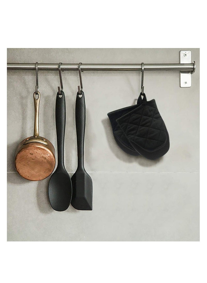 1 Pair Microwave Mitts Pot Holder Heat Resistant Neoprene Cotton Gloves Surfaces Non-Slip Short Oven - Image 4