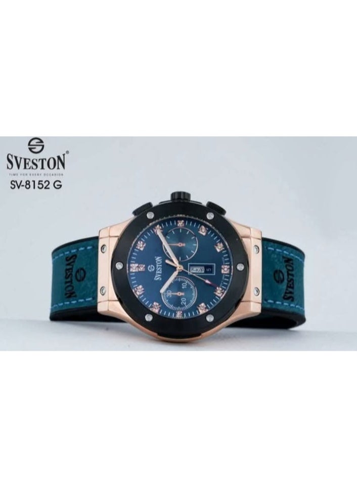 ساعة رجالية بتصميم فريد من الجلد الطبيعي الفاخر