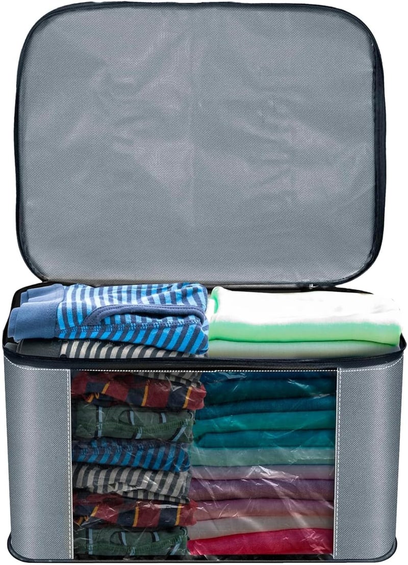 GROFFY Nylon Wardrobe Bag Underbed Moisture Proof Cloth Storage Organizer, Storage box for Clothes Saree Bags with Zippered Closure & Handle Square (SET OF 2) - Image 4