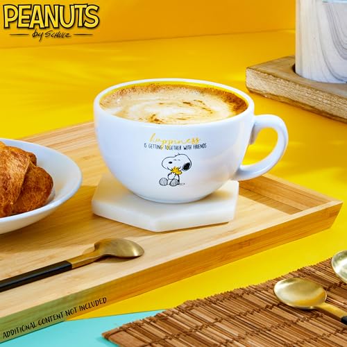 Peanuts Snoopy Coffee Mug Ceramic Mug Cute Cappuccino or Tea Mug for Women Teens Mom Wife Work Office Gifts for Women (White/Yellow Cappuccino, 11.4 oz) - Image 2