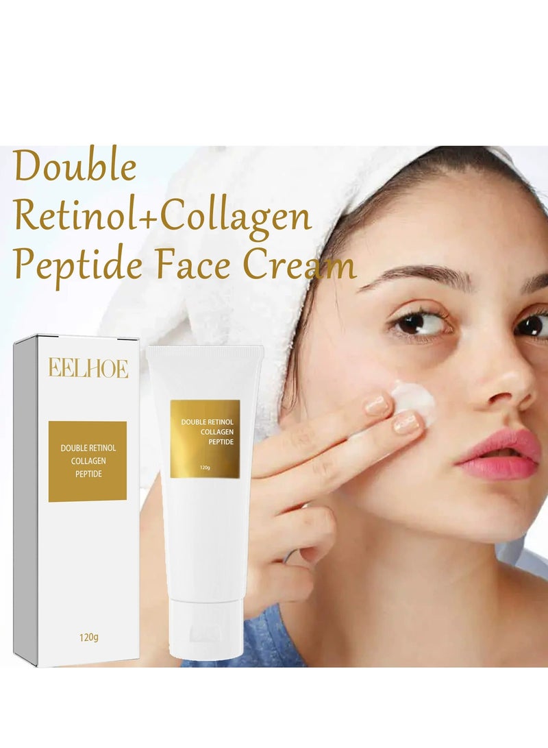 إيلهو Retinoid Cream, مرطب مع ببتيد الريتينول والكولاجين المزدوج، كريم الوجه المضاد للشيخوخة والتجاعيد، الريتينول والكولاجين والعناية بالوجه، الوجه والرقبة، ليلا ونهارا، النساء والرجال (120 جم) - Image 2