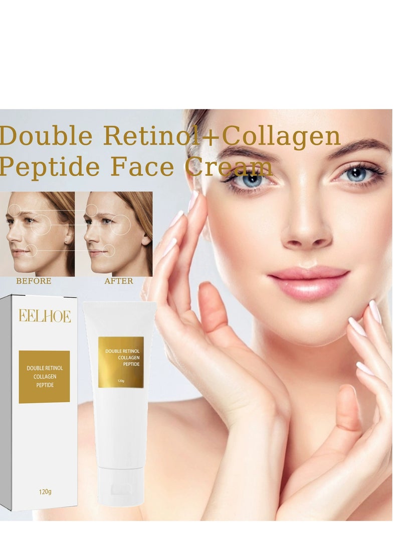 إيلهو Retinoid Cream, مرطب مع ببتيد الريتينول والكولاجين المزدوج، كريم الوجه المضاد للشيخوخة والتجاعيد، الريتينول والكولاجين والعناية بالوجه، الوجه والرقبة، ليلا ونهارا، النساء والرجال (120 جم) - Image 3