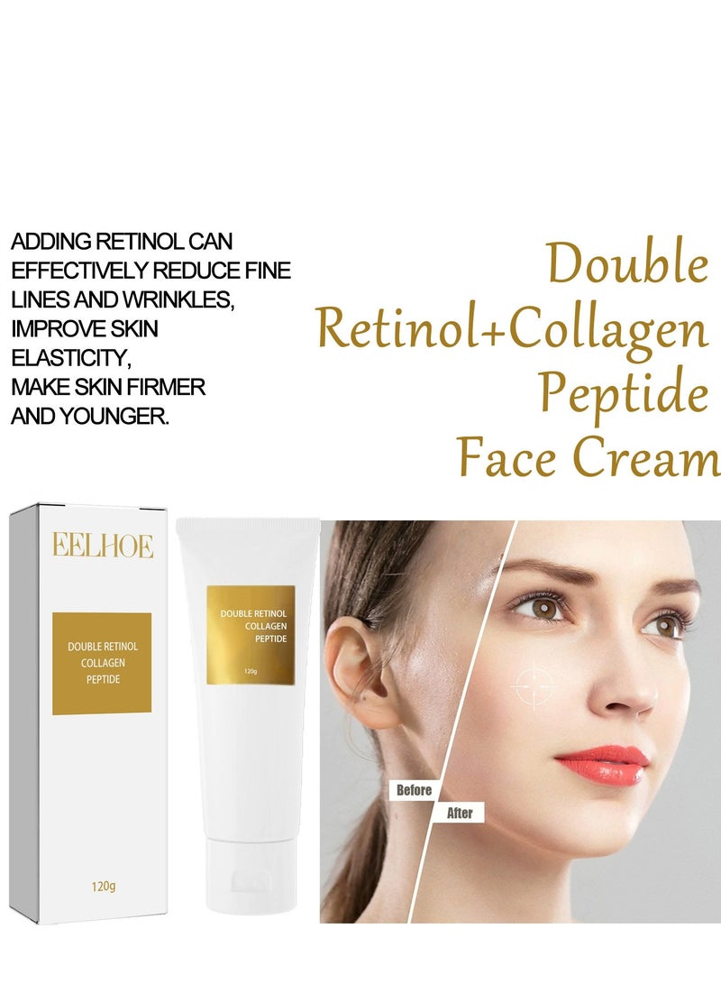 إيلهو Retinoid Cream, مرطب مع ببتيد الريتينول والكولاجين المزدوج، كريم الوجه المضاد للشيخوخة والتجاعيد، الريتينول والكولاجين والعناية بالوجه، الوجه والرقبة، ليلا ونهارا، النساء والرجال (120 جم) - Image 4