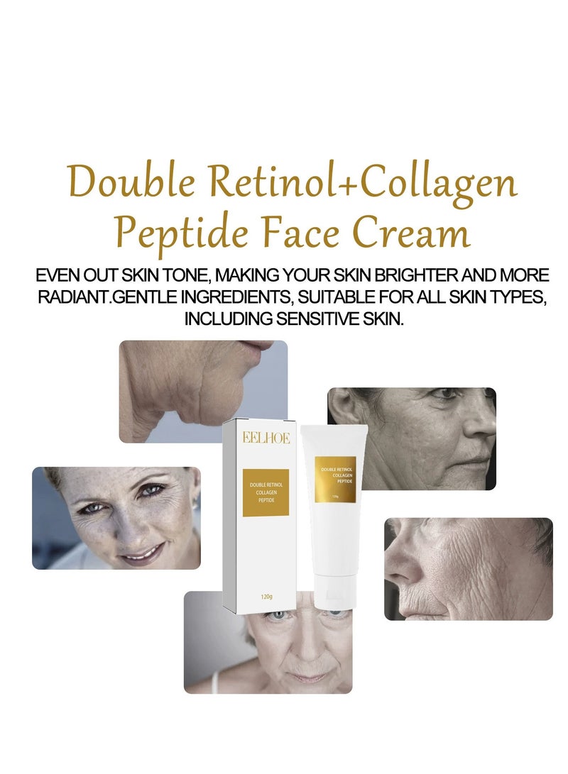 إيلهو Retinoid Cream, مرطب مع ببتيد الريتينول والكولاجين المزدوج، كريم الوجه المضاد للشيخوخة والتجاعيد، الريتينول والكولاجين والعناية بالوجه، الوجه والرقبة، ليلا ونهارا، النساء والرجال (120 جم) - Image 5