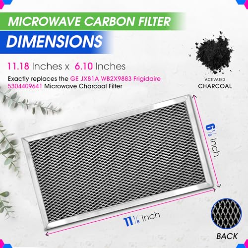 Bagean Microwave Charcoal Filter 11.2" x 6.1" for JX81A WB2X9883 GE Microwave Filter Replacement - Carbon Filter Freshens and Filters Kitchen Oven Air in Over-the-Range Stove Fan (2-Pack) - Image 3