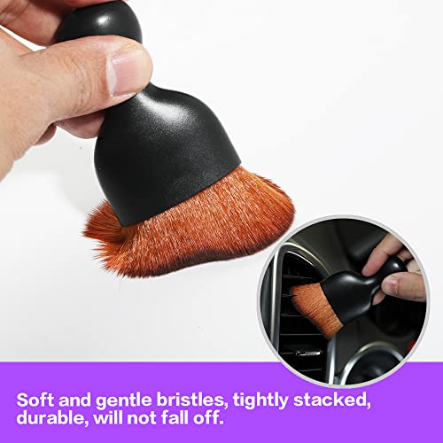 AOCISKA Car Interior Detailing Brush,Soft Bristle Cleaning Brush Car Detailing Brush Dusting Brush,Car Interior Cleaning Tool,Auto Detail Brush Car Dash Duster Brush (Black&Brown with Cap) - Image 5