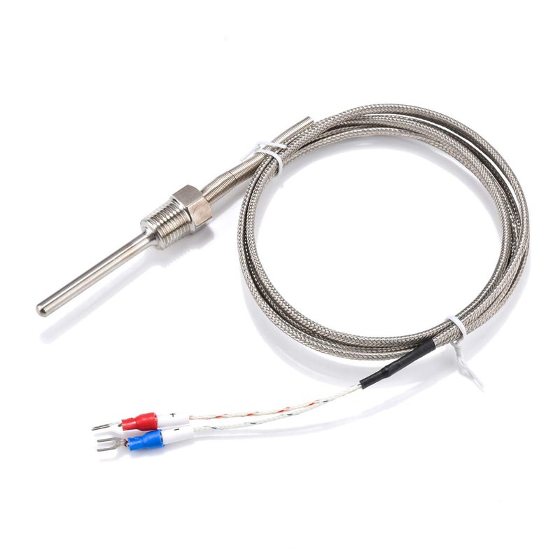Jaybva Waterproof K Type Grounded Thermocouple - Jaybva Temperature Sensor Probe for PID Temperature Controller Two Wire Stainless Steel NPT 1/4 inch Pipe Thread 0~500â„ƒ with 2m Insulation Lead Shield Wire - Image 2