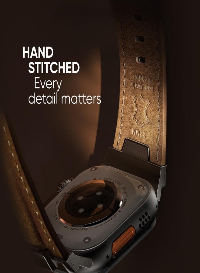 Suitisbest أشرطة جلدية Suitisbest متوافقة مع ساعة آبل ألترا 49mm 46mm 45mm 44mm 42mm، حزام جلد حقيقي متين مع موصل معدني للنساء والرجال iWatch Ultra 10 9 8 7 6 5 4 3 SE - Image 3