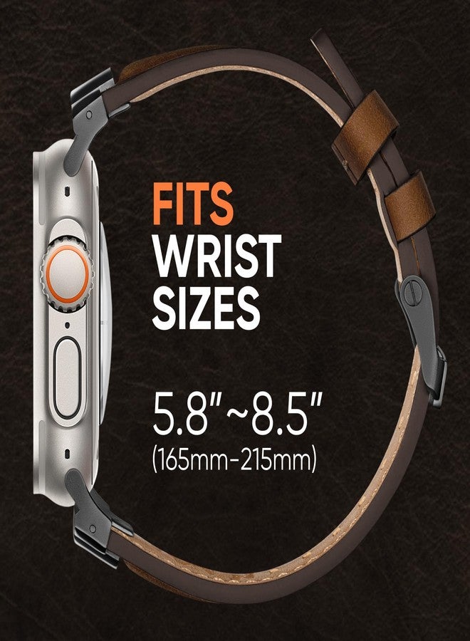 Suitisbest أشرطة جلدية Suitisbest متوافقة مع ساعة آبل ألترا 49mm 46mm 45mm 44mm 42mm، حزام جلد حقيقي متين مع موصل معدني للنساء والرجال iWatch Ultra 10 9 8 7 6 5 4 3 SE - Image 4