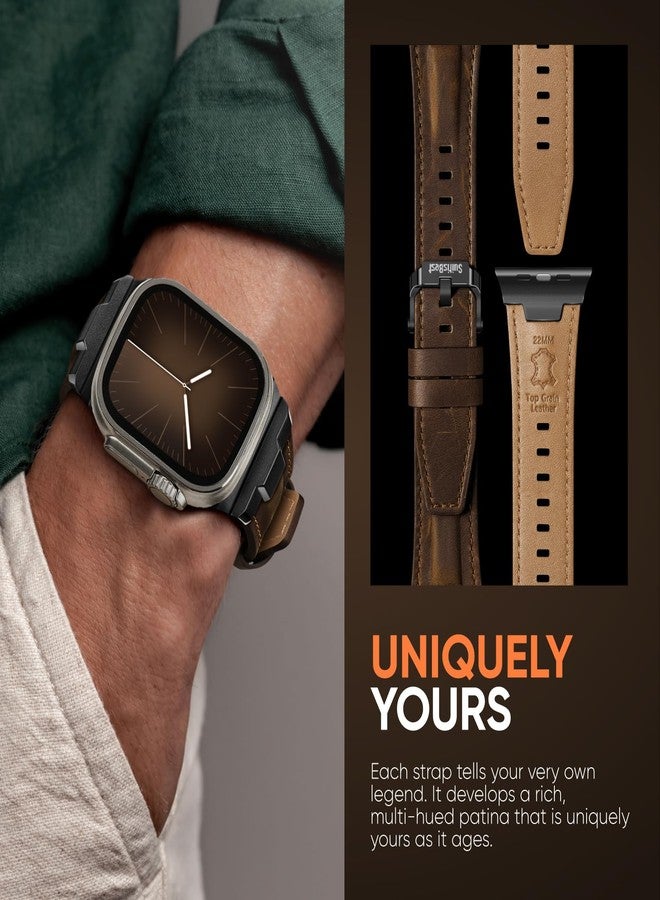 Suitisbest أشرطة جلدية Suitisbest متوافقة مع ساعة آبل ألترا 49mm 46mm 45mm 44mm 42mm، حزام جلد حقيقي متين مع موصل معدني للنساء والرجال iWatch Ultra 10 9 8 7 6 5 4 3 SE - Image 5