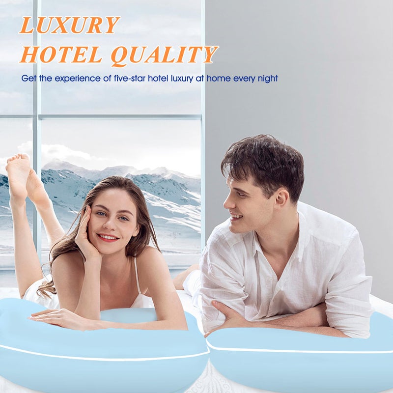 MZOIMZO Bed Pillows for Sleeping- Standard Size, Set of 2, Cooling Hotel Quality with Premium Soft Down Alternative Fill for Back, Stomach or Side Sleepers, 43x66CM, Blue - Image 5