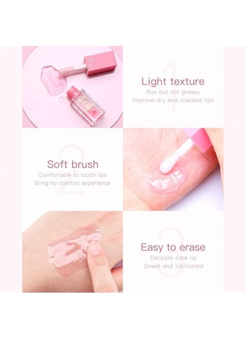 Pudaier Hydrating Fruit Extract Oil Tinted for Dry Lip and Lip Care, Shiny and Moisturizing Transparent Lip Gloss (Strawberry)