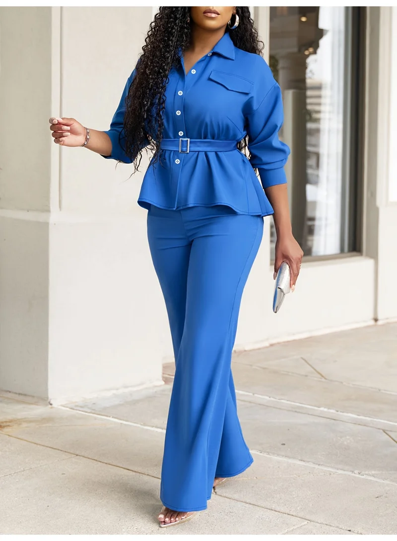 SIMPLEE The plus size two-piece set is a fashionable matching top and bottom, suitable for curvaceous women