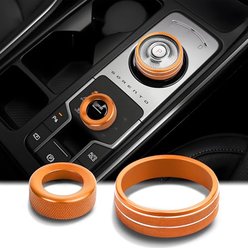 DvlynAuroa for Kia Sorento Hybrid 2022-2026 Accessories, DvlynAuroa 2pcs Aluminum Alloy Knob Covers Trim Kit - Gear Shift & Drive Mode, Interior Upgrade & Tool-Free Installation (Orange) - Image 1